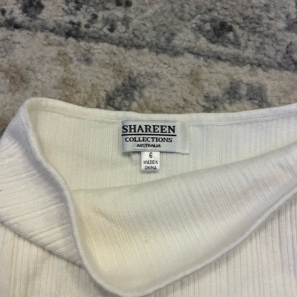 White Ribbed Off-Shoulder Top - Picture 6 of 7